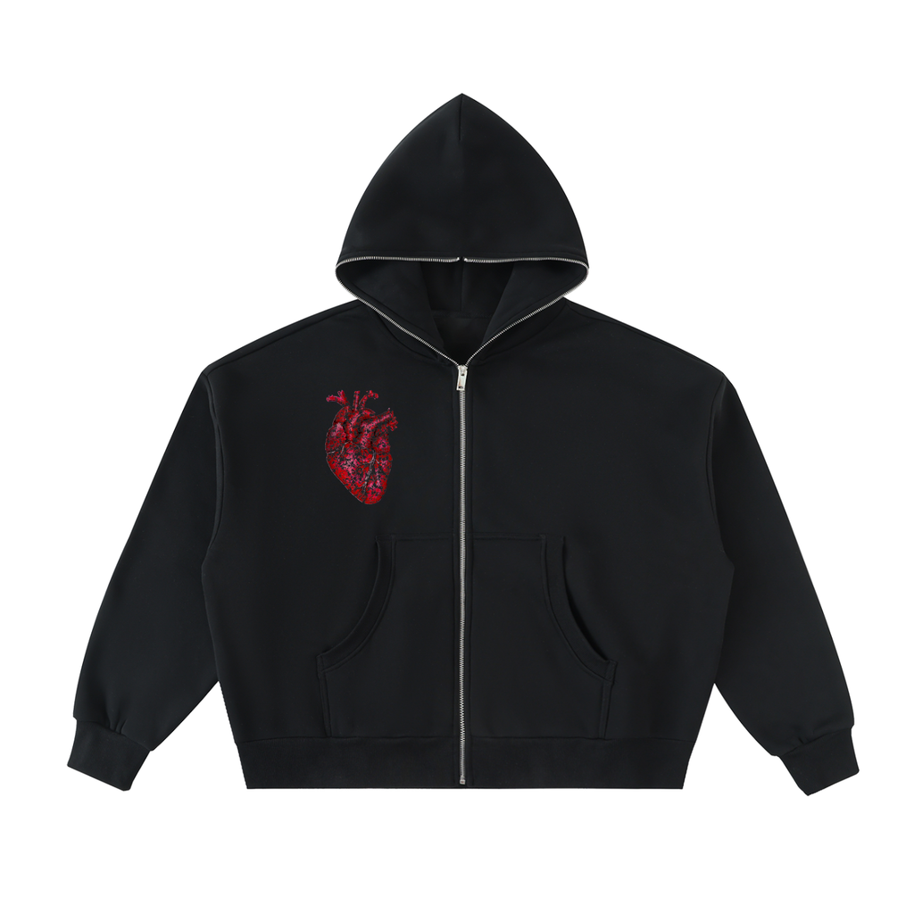 Black Skellie Zip-Up Hoodie